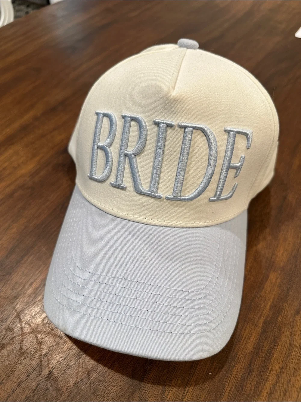 BRIDE Embroidered Two-Tone Baseball Cap - Cream and Light Blue